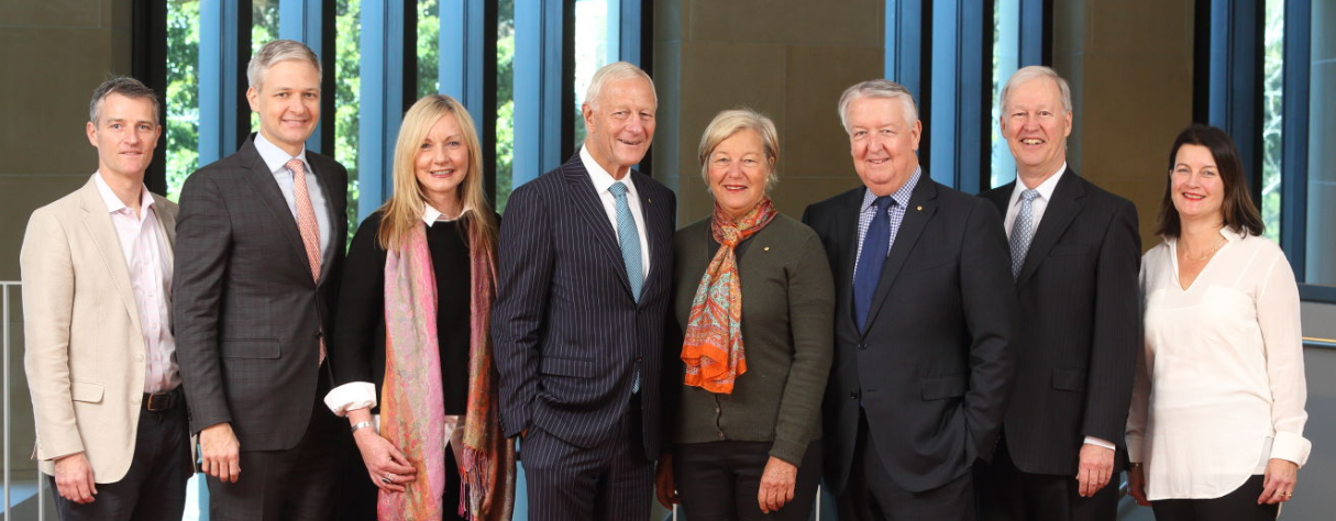 our-board Left to right: Angus White, Joseph O’Brien, Suzanne Cridge, Tim Fairfax AC, Ruth Armytage AM, James Millar AM, The Honourable Robert Cartwright (retired November 2019), Annabel Dulhunty. Not pictured: Andrew Fairfax (appointed November 2019).