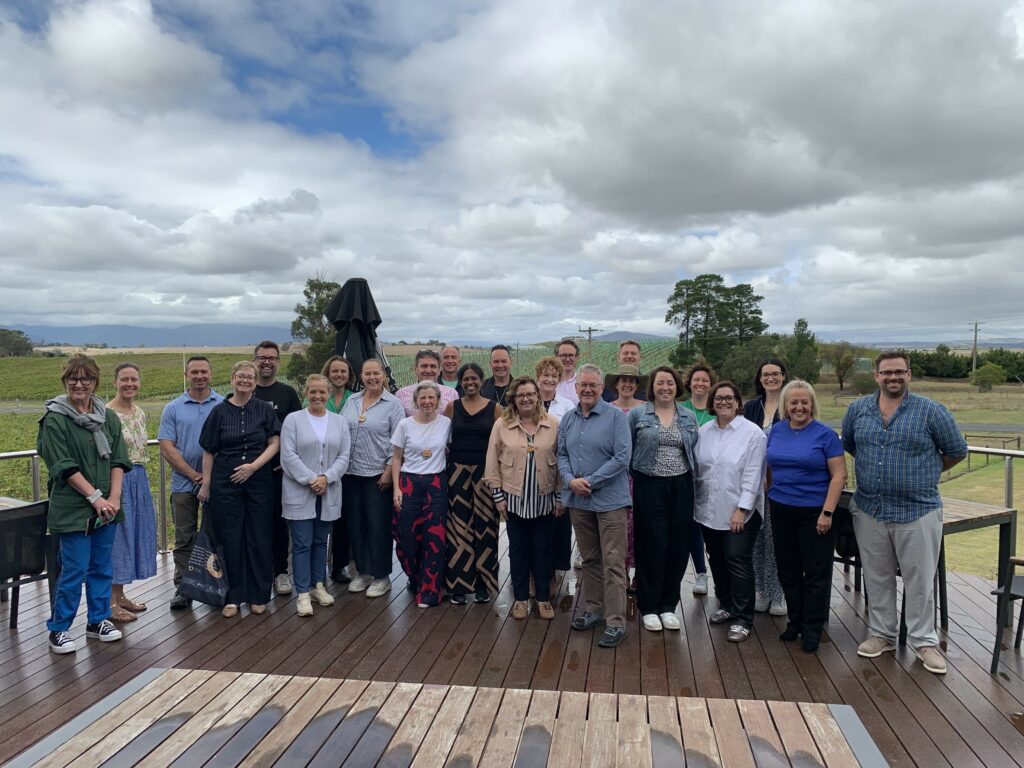 The Vincent Fairfax Fellowship 2025 Cohort on their first retreat of the Fellowship in the Yarra Valley.