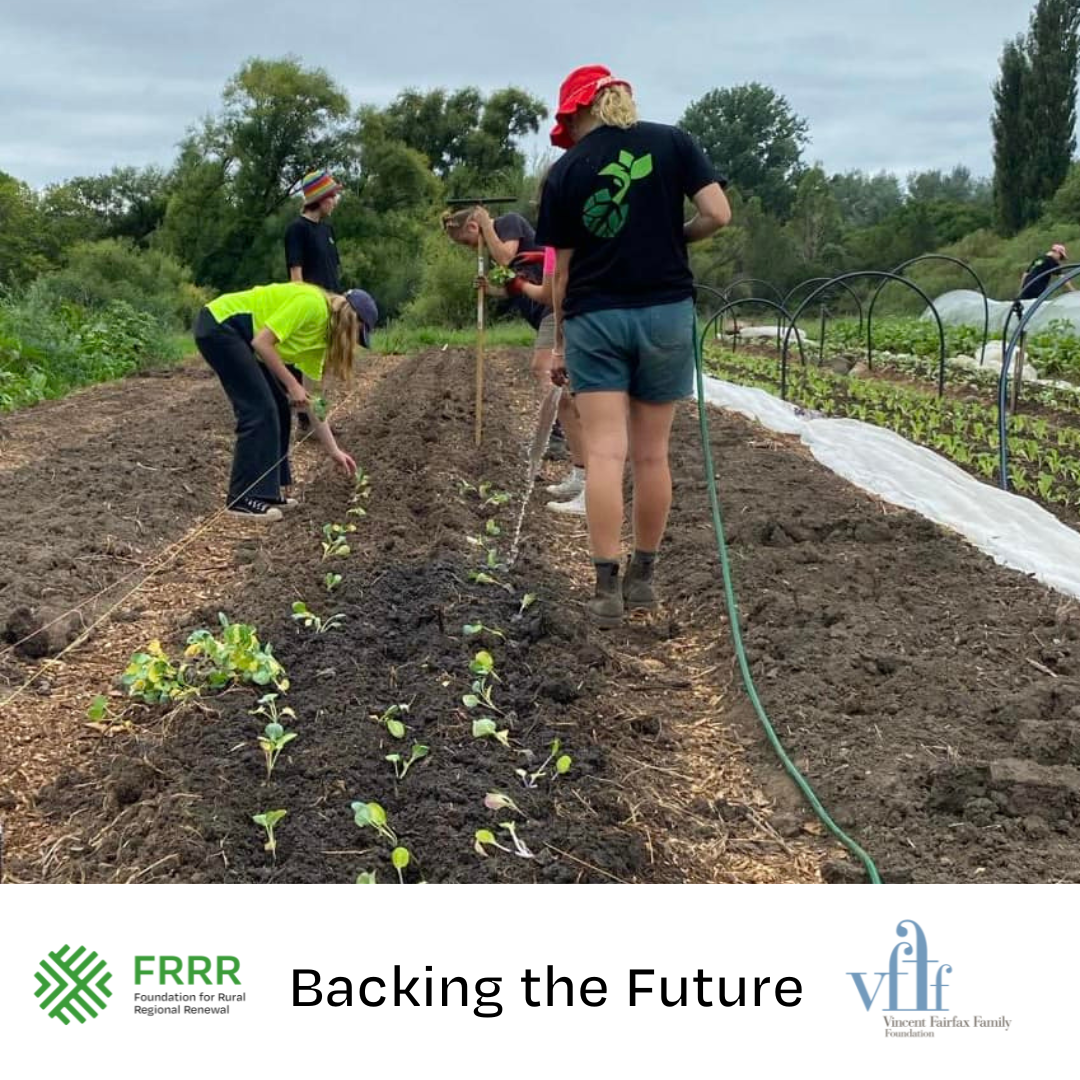 A group of young adults plant seeds