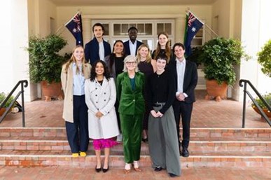 Members of the NYSO with the Governor-General, Her Excellency Ms Sam Mostyn AC.